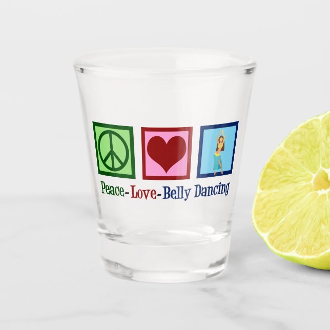 Peace Liebe Bly Tancing Schnapsglas (Vorderseite)
