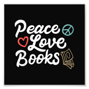 Peace Liebe Books Geeky & Niedlich Reading Fotodruck