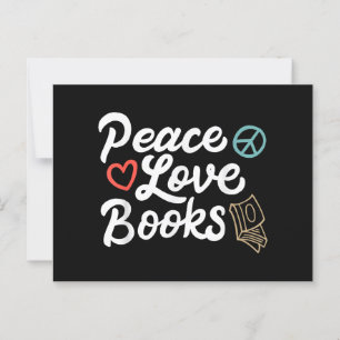 Peace Liebe Books Geeky & Niedlich Reading Postkarte