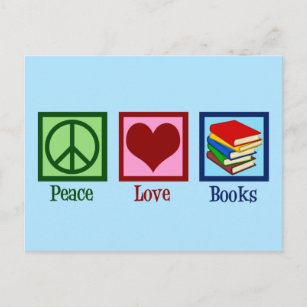 Peace Liebe Books Niedlich Blue Book Store Postkarte