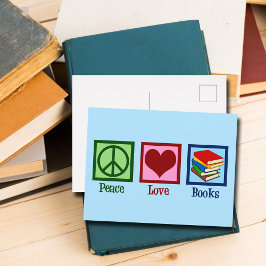 Peace Liebe Books Niedlich Blue Book Store Postkarte