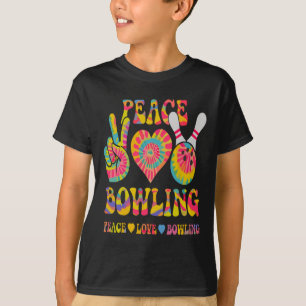 Peace Liebe Bowling Shirt Gefärbte Krawatte Bowler