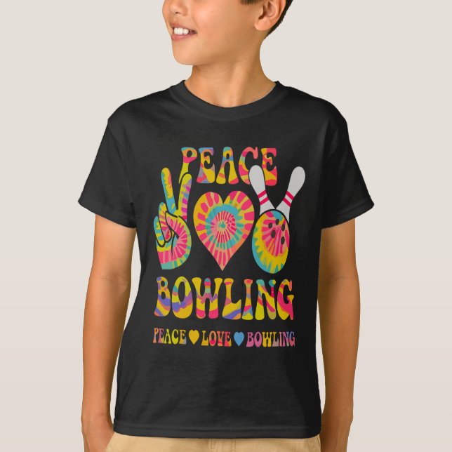 Peace Liebe Bowling Shirt Gefärbte Krawatte Bowler (Vorderseite)
