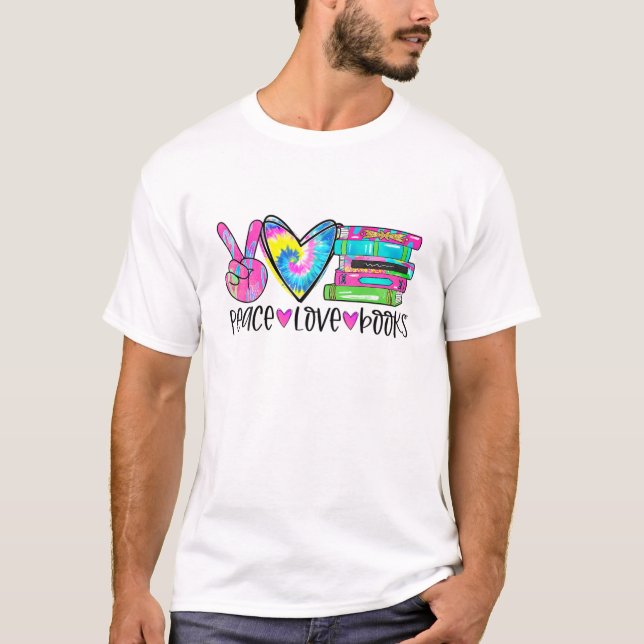 Peace Liebe bucht farbenfrohe Gefärbte Krawatte Le T-Shirt (Vorderseite)