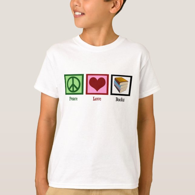 Peace Liebe bucht Niedliche Buchwürmer Kinder T-Shirt (Vorderseite)