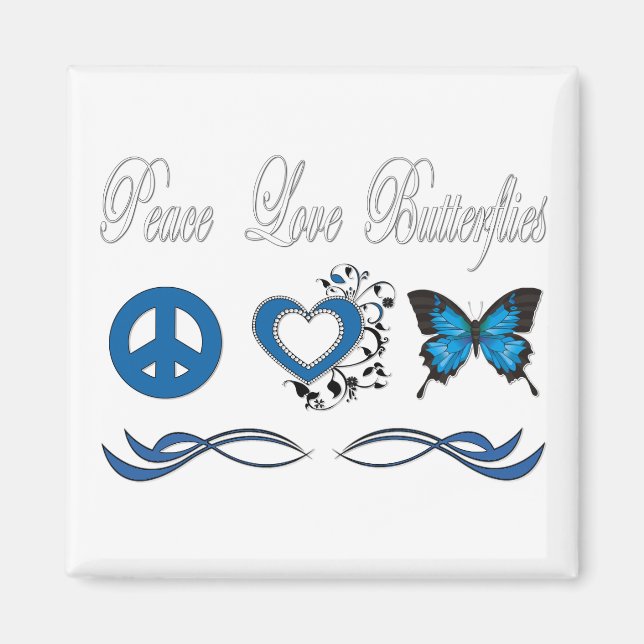 Peace Liebe Butterfys Magnet (Vorne)