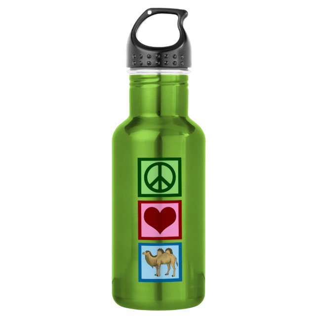 Peace Liebe Camels Trinkflasche (Vorderseite)
