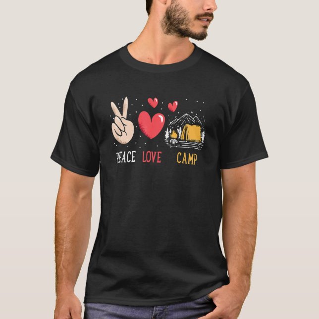 Peace Liebe Camp Camping Graphic Women and Men Cam T-Shirt (Vorderseite)