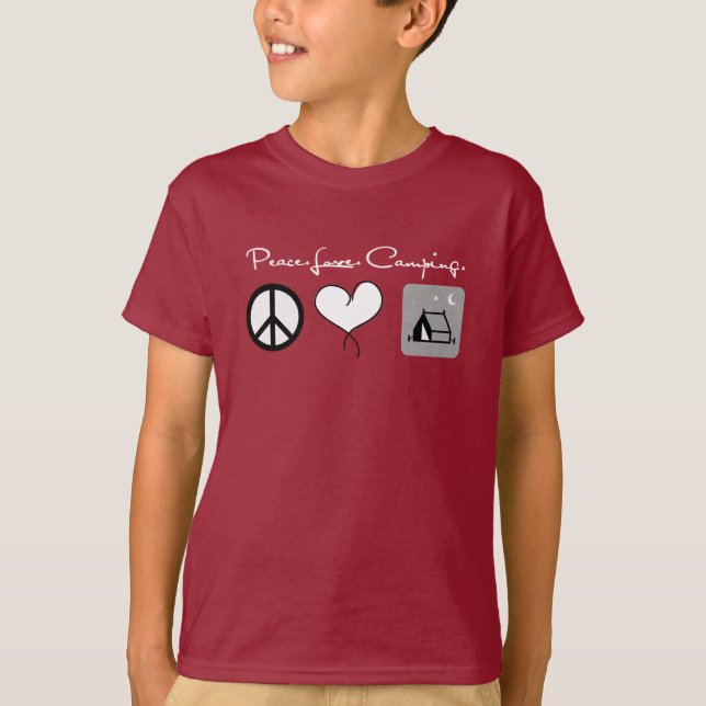 Peace Liebe Camping Shirt für Kinder (Vorderseite)