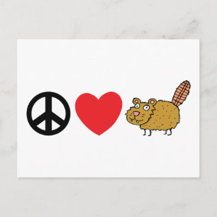 Peace Liebe Canadian Beaver Postkarte