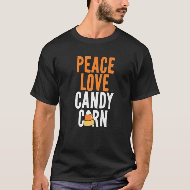 Peace Liebe Candy Corn Funny Kids Adulween Hallowe T-Shirt (Vorderseite)