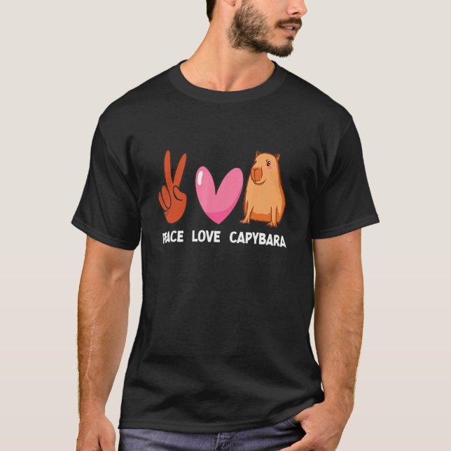 Peace Liebe Capybara Aquatic Animal Rodent Cape T-Shirt (Vorderseite)