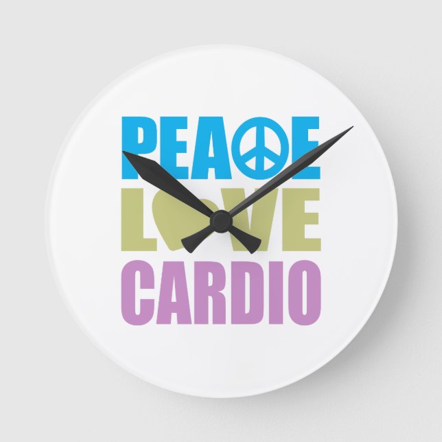 Peace Liebe Cardio Runde Wanduhr (Vorderseite)
