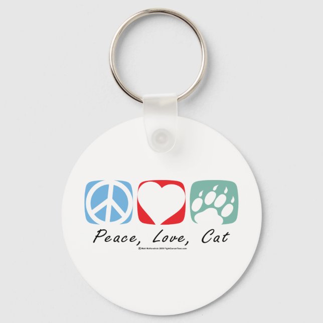 Peace Liebe Cat Schlüsselanhänger (Vorderseite)