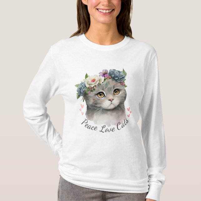 Peace Liebe Cats T-Shirt (Vorderseite)