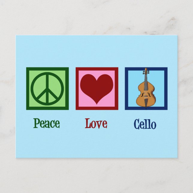 Peace Liebe Cello Postkarte (Vorderseite)