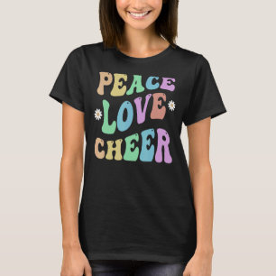 PEACE LIEBE CHEER Retro Cheerleader Groovy School T-Shirt