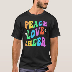 PEACE LIEBE CHEER Retro Cheerleader Groovy Zurück T-Shirt