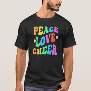 PEACE LIEBE CHEER Retro Cheerleader Groovy Zurück T-Shirt