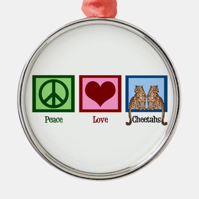 Peace Liebe Cheetahs Ornament Aus Metall (Vorne)