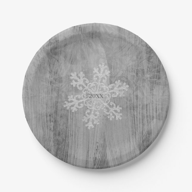 Peace Liebe Chefredakteur Silver Snowflake Holiday Pappteller (Vorderseite)