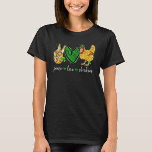 Peace Liebe Chicken Animal Bauer Irish St Patricks T-Shirt