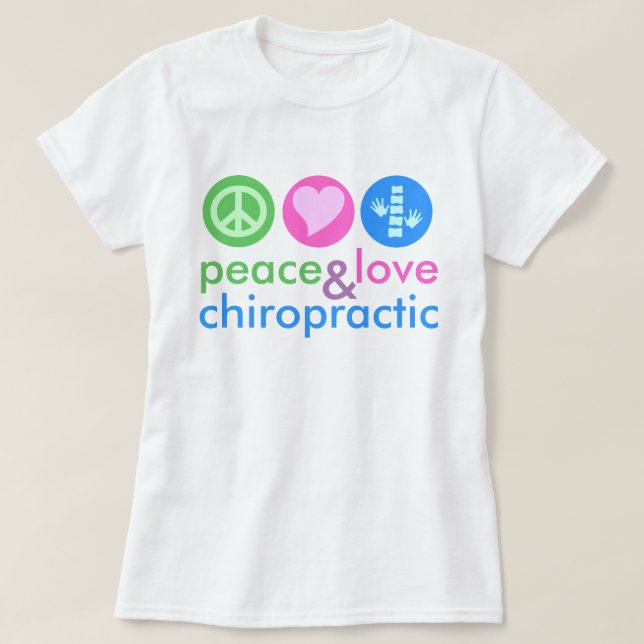 Peace Liebe & Chiropractic Custom Gefärbte Krawatt T-Shirt (Design vorne)