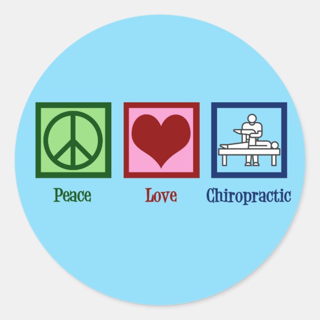 Peace Liebe Chiropractic - Niedlicher Chiropraktik Runder Aufkleber (Vorderseite)