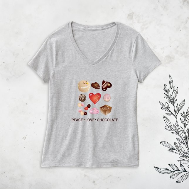 Peace Liebe Chocolate Candy Heart T-Shirt (Von Creator hochgeladen)