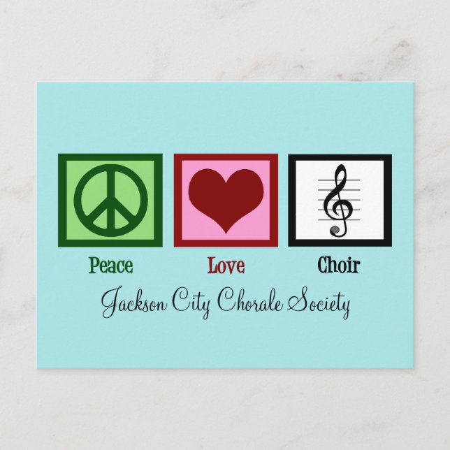 Peace Liebe Choir Niedlich Customizable Aquamarin Postkarte (Vorderseite)