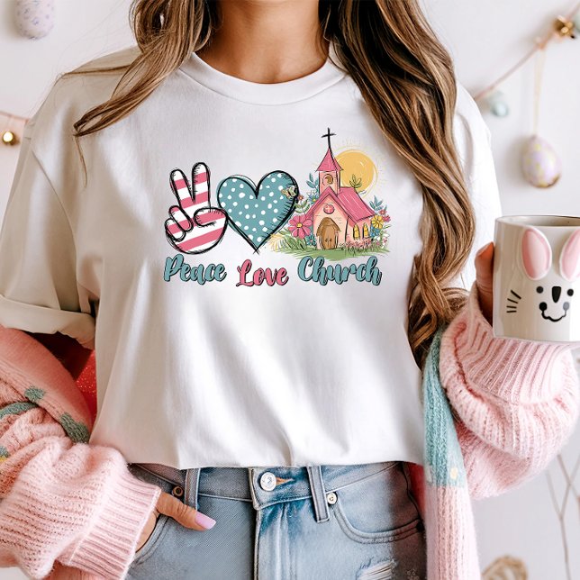 Peace Liebe Church Retro Christlich T-Shirt (Von Creator hochgeladen)