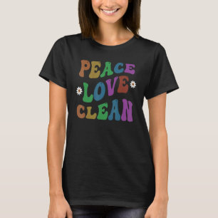 PEACE LIEBE CLEAN Retro Custodian Groovy School T-Shirt