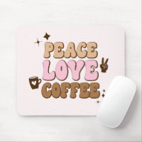 Peace Liebe Coffee Retro 70's Pink Brown