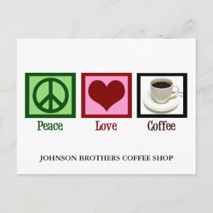 Peace Liebe Coffee Shop Custom Cafe Diner Postkarte