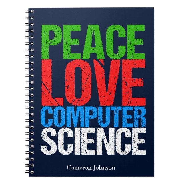 Peace Liebe Computer Science Custom Programmer Notizblock (Vorderseite)