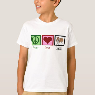 Peace Liebe Corgi Fotograf Kinder T-Shirt