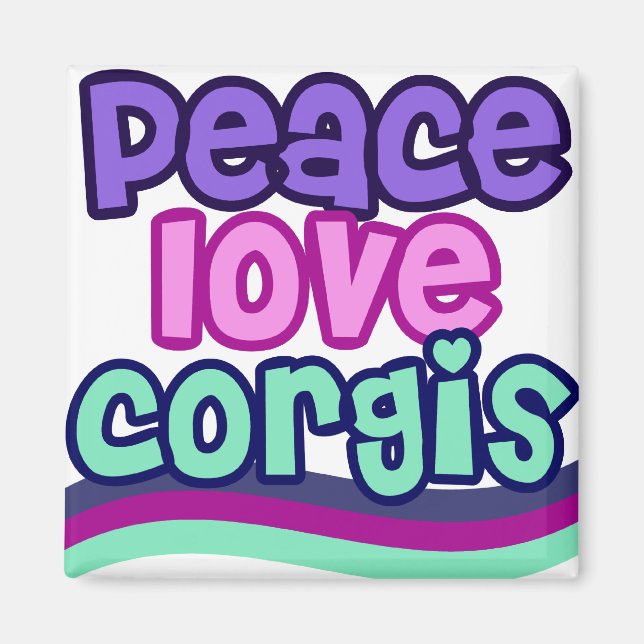 Peace Liebe Corgi Retro Magnet (Vorne)