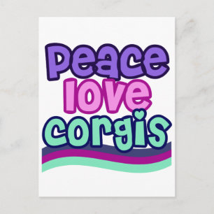 Peace Liebe Corgi Retro Postkarte