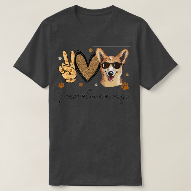 Peace Liebe Corgi T-Shirt (Design vorne)