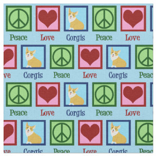 Peace Liebe Corgis Stoff