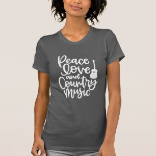 Peace Liebe & Country Music mit Gitarre T-Shirt