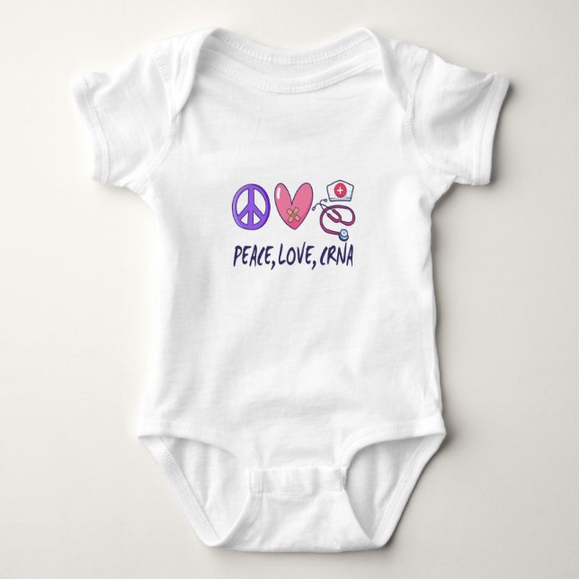 Peace Liebe CRNA Nurse Baby Strampler (Vorderseite)
