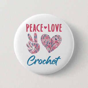 Peace Liebe Crochet Button