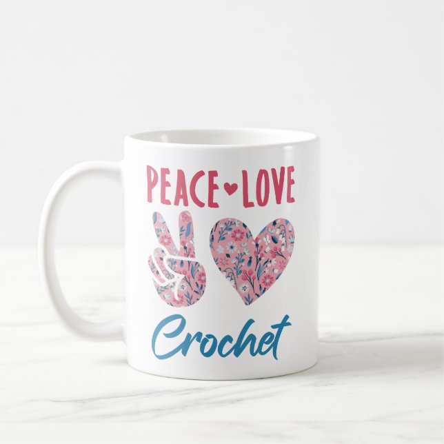 Peace Liebe Crochet Kaffeetasse (Links)