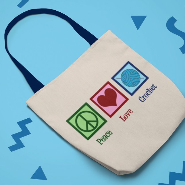 Peace Liebe Crochet Niedlich Monogram Crafting Tragetasche (Von Creator hochgeladen)