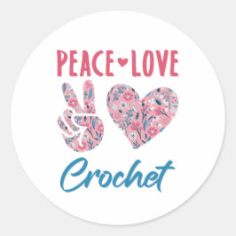 Peace Liebe Crochet Runder Aufkleber