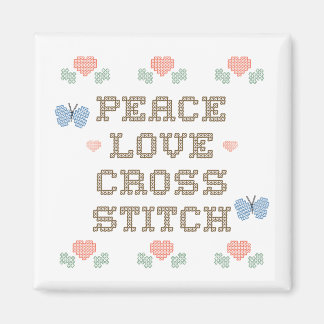 Peace Liebe Cross Stitch Magnet