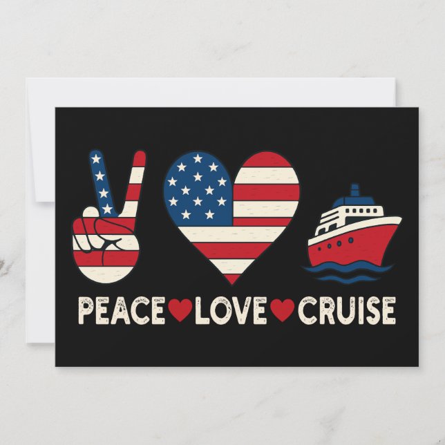 Peace Liebe Cruise USA Vacation Vibes Einladung (Vorderseite)