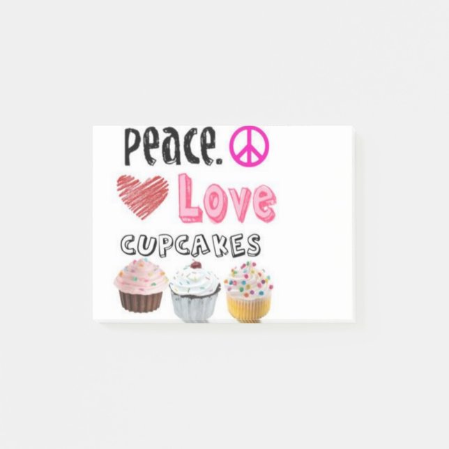 Peace Liebe Cupcakes cake design Post-it Klebezettel (Vorderseite)