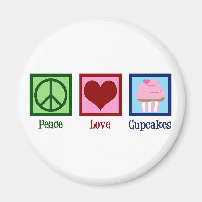 Peace Liebe Cupcakes Niedlich Baker Magnet (Vorne)